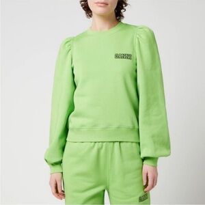 GANNI lime green puff sleeve sweatshirt